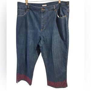 Jones New York Women’s Jeans Stretch Cropped Embroidered Size 20W
